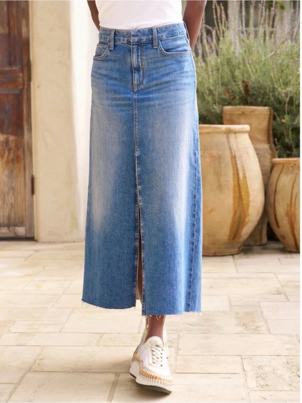 Frank & Eileen Donnybrook midi denim skirt